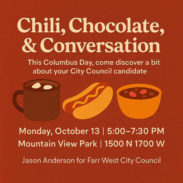 Chili, Chocolate, & Conversation event on Columbus Day